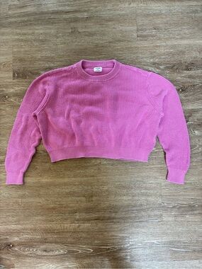 Cotton On Pink Cropped Ribbed Crewneck Sweater